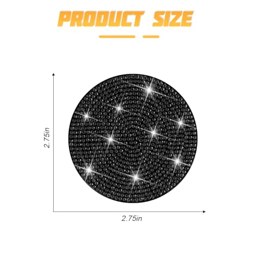 Posavasos para carro con diamantes 2 piezas negro miniatura 2