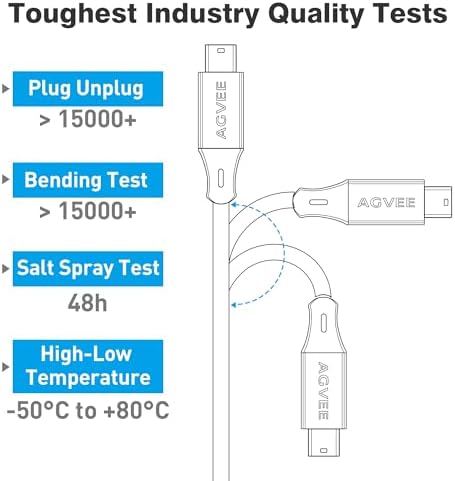 AGVEE 6.6ft USB-C to Mini USB Cable, Mini-B 5-Pin Data Charger Cord - 3