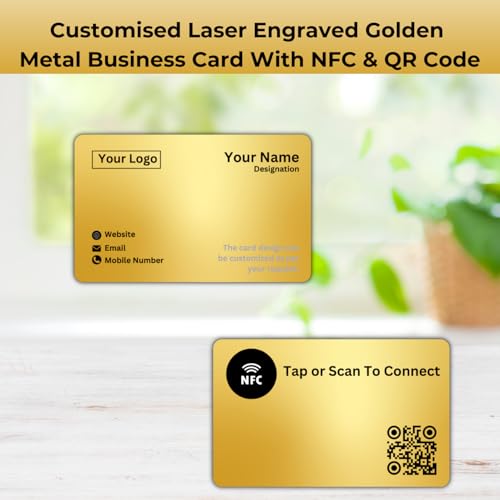 Image of NFC & QR-Enabled Business Card | Smart Digital Visiting Card for Instant Contact Sharing | Lifetime Free | Dashboard Access (Custom Golden Metal)