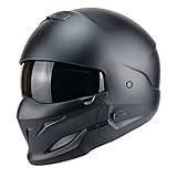 Woljay Modular Helmets Open Face Full face Motorcycle Helmet for Unisex-Adult Scooter Street Bike Cruiser DOT Approved (Matte Black, M)