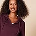 Amazon Essentials Women's Classic-Fit Long-Sleeve Open V-Neck Hooded Sweatshirt, Burgundy, X-Large