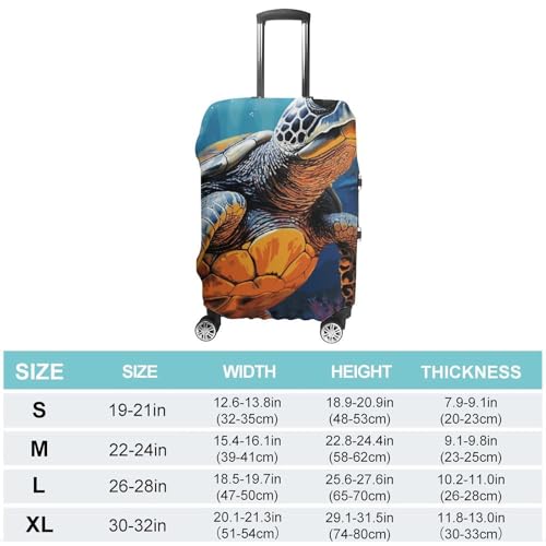 Painted Sea Turtle Travel Luggage Cover Elastic Washable Suitcase Cover Dustproof Anti-Scratch Suitcase Protector Fits 19-32 Inch Luggage, M2