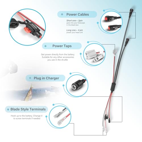 Replace for Garmin 010-12676-40 All-in-One Power Cable for Used with Summit Ice Fishing Shuttle Compatible with Panoptix LiveScope System Panoptix PS22 transducer ECHOMAP Chartplotter