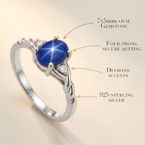 Image of Rylos Sterling Silver Classic Birthstone Ring - 7X5MM Oval Gemstone & Diamonds - Women's Jewelry, Sizes 5-10