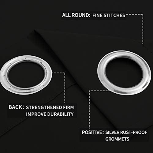 Image of Easy-Going Blackout Curtains for Bedroom, Solid Thermal Insulated Grommet and Noise Reduction Window Drapes, Room Darkening Curtains for Living Room, 2 Panels (52x46 in,Black)
