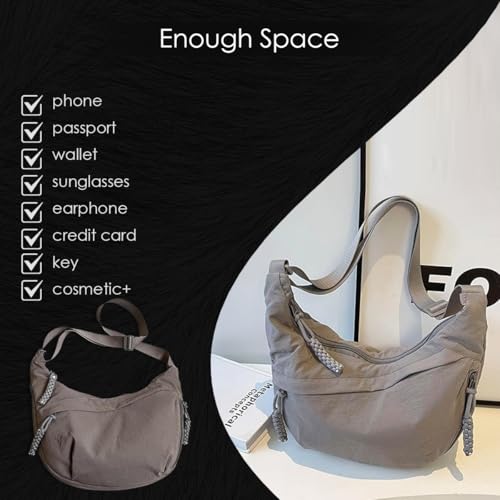 Image of Lyrovo Travel Crossbody Crescent Bags for Women Over Shoulder Purse with Zipper Half Moon Sling Bag & Waist Bag Unisex Chest Bag