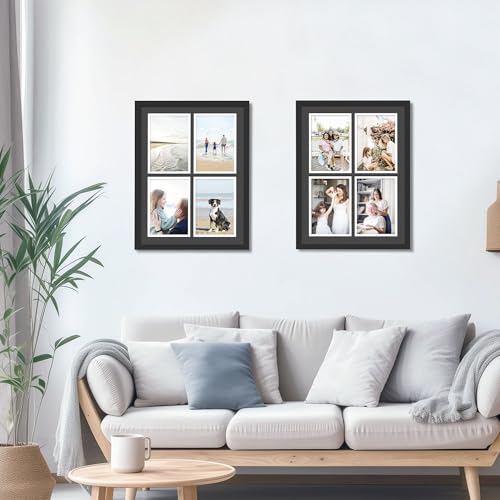 Image of DUENPY 12x16 Collage Picture Frame 5x7 Collage Picture Frame, Displays Four 5x7 inch Photos, Wall Decor Wall Hanging or Tabletop, Black Mat.