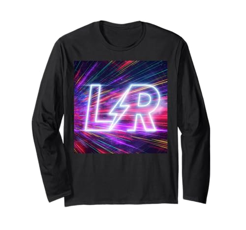 LR Lightning Lettermark ? Retro Synthwave Typography Art ����T�V���c