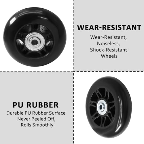 Image of Luggage Wheels Replacement, 90 x 24mm, Black Rubber, 2pcs
