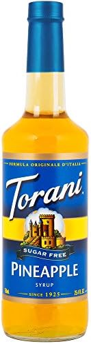 Torani Sugar Free Pineapple Syrup, 750 mL Glass Bottle