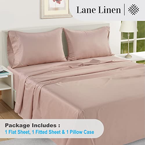 Image of LANE LINEN Luxury 100% Egyptian Cotton Bed Sheets Twin Size, Fully Elasticized Reinforced 16 Inch Extra Deep Pocket Twin Sheets, Soft & Comfy Sateen Weave for Silky Finish-Vintage Petal