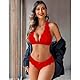 Satohom Damen Dessous Sexy Reizwäsche Set 2-teilig Spitzen Erotisch Unterwäsche BH und Slip Frauen Lingerie Babydoll Dessous Zweiteiliges Neckholder Nachtwäsche Bügellos Rückenfrei Babydoll