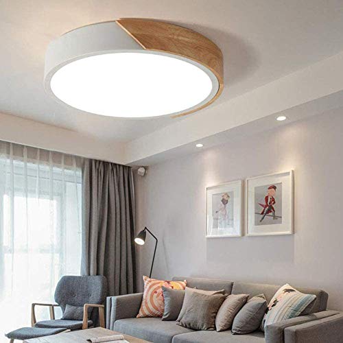 Plafonnier LED moderne en bois télécommande pour salon et chambre - 8
