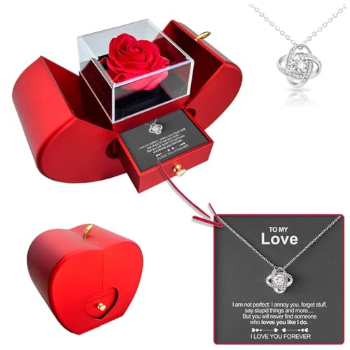 2025 Preserved Red Rose With Hollow Clavicle Necklace, Jewelry Boxes with Necklace, Present Box For Girlfriend,Wife,Mom2