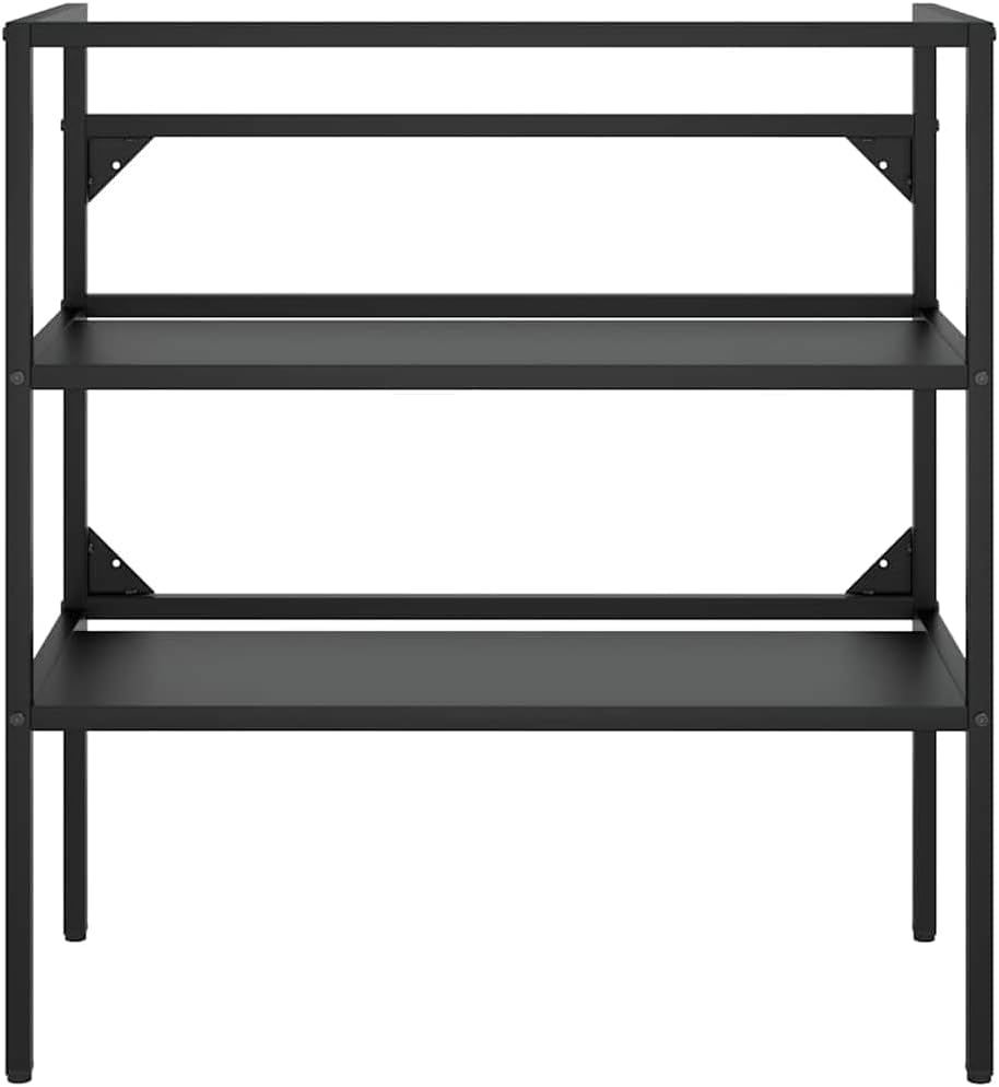 vidaXL Black Iron Bathroom Washbasin Frame - Weather- Powder-Coated Console Sink Stand, Easy-to-Clean, 31.1"x15"x32.7" Storage Furniture