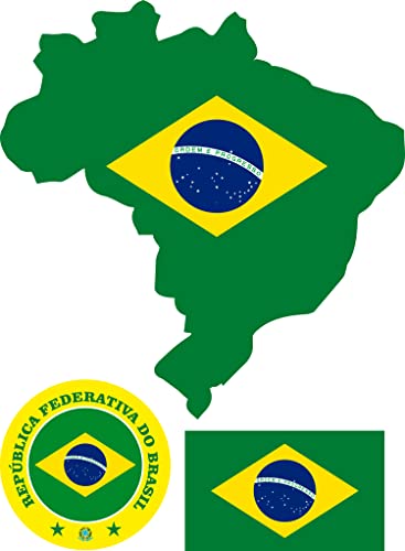 Daged Bandera de Brasil y escudo de armas, tarjeta de pegatinas – 160 x 230 mm – bandera de coche S1