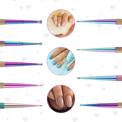 5 ferramentas de pontilhamento de unhas de ponta dupla, ferramentas profissionais de arte de unhas,