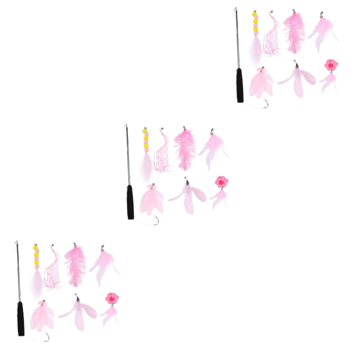 VANZACK 3stücke Pet Cat Toy Teaser Mit Ersatzköpfen Interaktive Katzenangel Langlebigem Material Für Gesundes Und Gewichtsverlust Bei Katzen