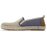 DeValverde - Alpargatas con Suela de Goma y Esparto,Planas,de Tela,Lona,Rejilla,caladas,elásticos, para: Hombre Color: Tejano Talla:43