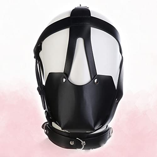 Masque en cuir noir artisanal pour jeux de rôle et soirées costumées élégantes