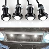Boigoo 4x Auto Front Grill Lights White LED Bolt Mount, Bumper Decoration Lights Compatible with Cars Boat SUV Pickups Trucks Trailer Grand Cherokee Wrangler (White Glow)