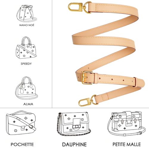 Vachetta Leather purse strap Genuine Leather Adjustable Replacement Strap for Shoulder Bag Handbag Purse3
