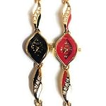 Womens-Fancy-Stone-Wrist-Watches-with-Analog-Dial-Pack-of-2-Black-and-Candy-Red
