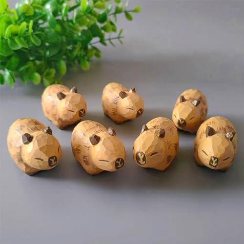 Figuras de Capibara de Madera, Pack 2, Esculturas para Decoración miniatura 3