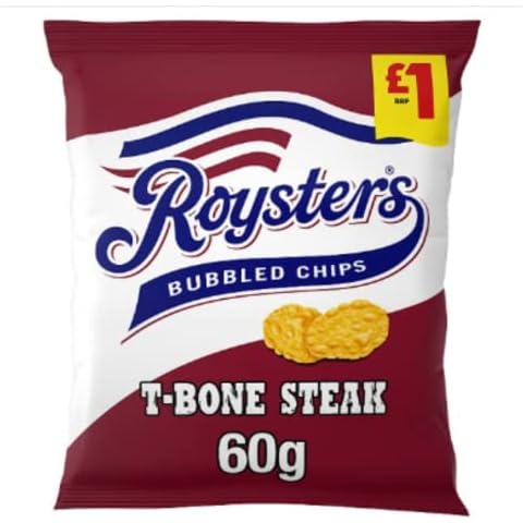 Roysters T-Bone Steak Crisps 60g, x Case of 20 Cover