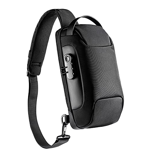 WEIXIER Bolsa masculina casual de couro para corrida Bolsa de mão do homem de couro Preto