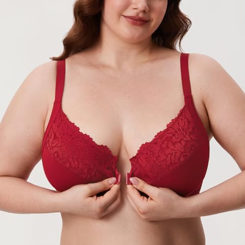 Image of DELIMIRA Women's Front Closure Posture Lace Bras
