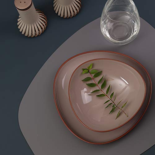Vacavaliente Set Of 4 Black Stone Placemats And Coasters. Sustainable Recycled Leather. 4 Place Mats 16"X13" And 4 Coasters 4"X 4". Eco Table Set. #TOP2