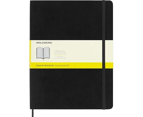 Carnet quadrillé - Très grand format - Couverture souple noire
