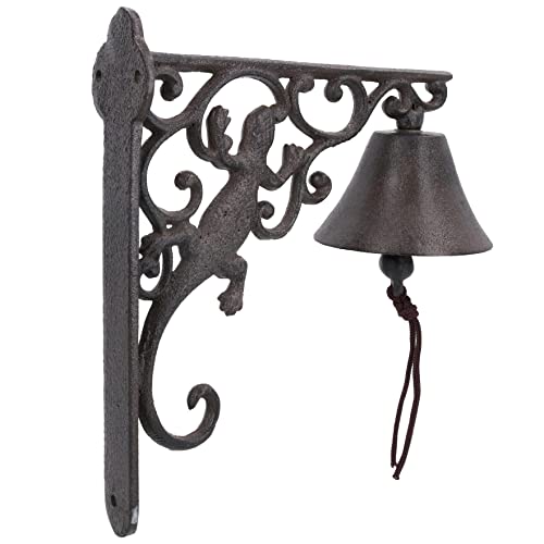 Campana de hierro fundido con geco para decorar tu jardín, porche o la entrada de casa 4