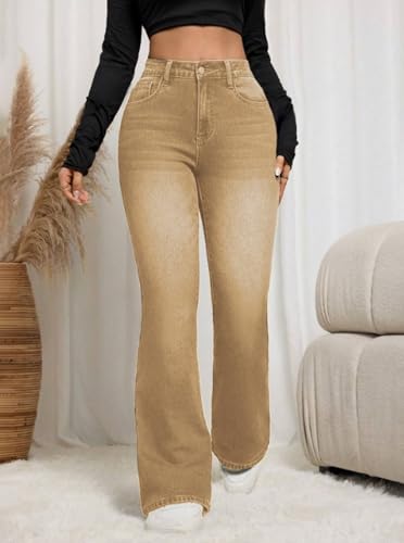 Image of Ben Martin Women's High Waist Jeans || Flared Bell Bottom Bootcut Pants || Wide Leg Stretch Denim - Perfect for Travel, Party & Everyday Use - Sizes 26-40 (2)