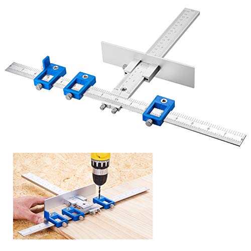 Tourace Cabinet Hardware Jig for Handles and Knobs Aluminum Alloy Drill Guide Sleeve Drawer Pull Wood Drilling Dowelling Tools Set Drawer Knob Pull Drilling Templates Jig Tool.