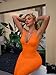 BEAGIMEG Women's Sexy Ruched Sleeveless Deep V Elegant Cocktail Evening Party Maxi Dress Orange