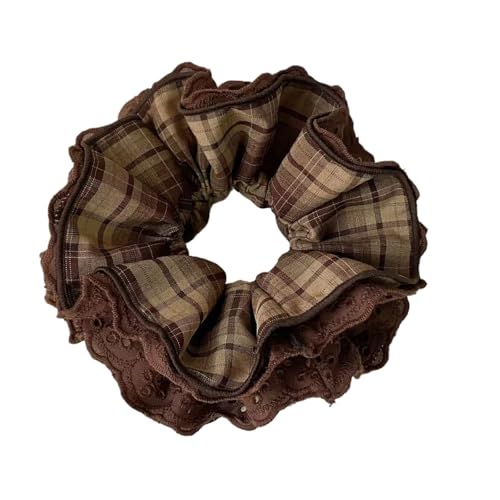 Chouchou en dentelle à carreaux idéal pour accessoiriser vos coiffures de bureau