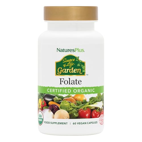Source of Life Garden Organic Folate Capsules - 400 mcg Methylfolate and Other Plant Based Folates Extracted from Lemon Peel - Vegan, Gluten Free - 60 Capsules