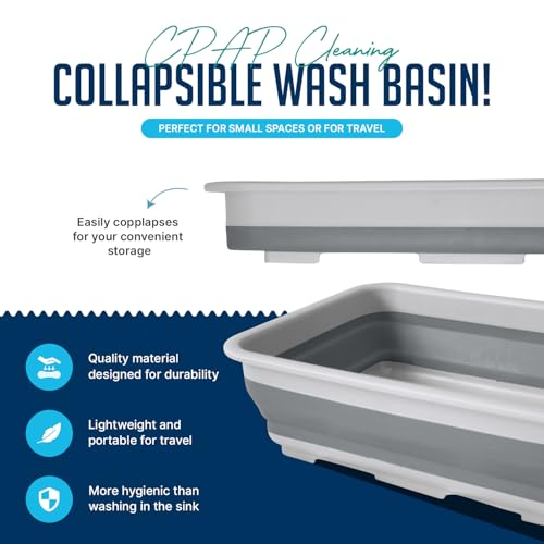 Image of CPAP Cleaning Kit for Hose and Mask, CPAP Hose Cleaning Brush, Collapsible Wash Basin, Drying Rack, Storage Bag, Compatible with Standard and Slimline CPAP Tubing (Drying Rack Kit)