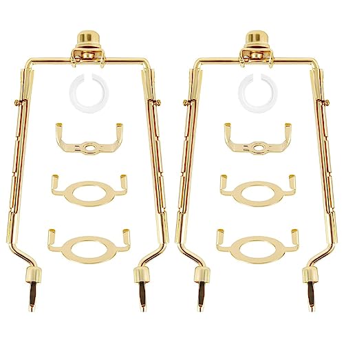 Blmirror Soporte de Arpa de Pantalla de LáMpara de 7 Pulgadas Kit de Arpa de LáMpara Ajustable E14,E26,E27 Adaptador de Base de Luz de Cuerno Dorado Soporte de Pantalla