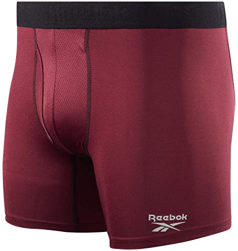 Reebok Men's Underwear - Performance Boxer Briefs With Fly Pouch (4 Pack), Size Medium, Black/Fig/Grey #TOP3