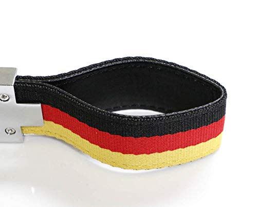 Ijdmtoy Germany Flag Black/Red/Yellow Color Stripe Nylon Strap W/ Keychain Ring Compatible With Euro/German Cars #TOP5