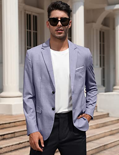 Turetrendy Men's Casual Blazer Sport Coat Two Button Lightweight Wedding Jackets Blue Grey 2Xl #TOP2