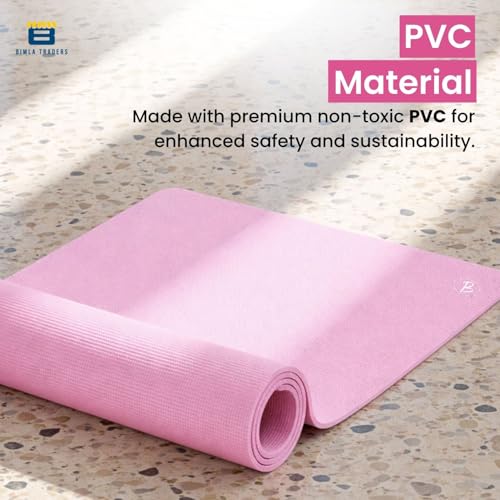 Image of Btag Premium PVC Yoga Mat for Women & Men | Anti-Slip Exercise & Gym Mat for Home Workouts | Lightweight & Durable | 6 mm (Pink)