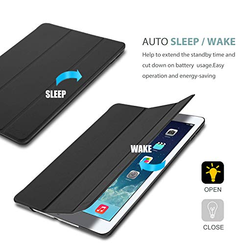 Procase Smart Case For Ipad Air 1St Edition, Ultra Slim Lightweight Stand Protective Case Shell With Translucent Frosted Back Cover For Apple Ipad Air 2013 Model (A1474 A1475 A1476) -Black #TOP5