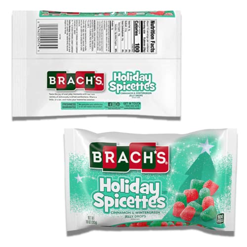 Spice Drops Christmas Candy Bundle. Includes Two-10 oz Bags of Brachs Holiday Spicettes Plus a BELLATAVO Fridge Magnet! Each Bag Contains Red and Green Gumdrops in Cinnamon and Wintergreen Flavors.