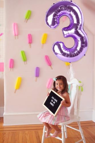 Image of Number Balloons 30 Balloon 40 inch Purple for 30 Birthday Party Decorations | Saturated Color, Large 40 in, With Straw & Hanging Hole, For Back-to-School Season, Wedding, Christmas, New Year, Anniversary