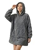 Col & Cor Sudadera Manta con Capucha Oversize Unisex – Polar Suave y Cálido, Interior Sherpa, Bolsillo Canguro, Diseño Nubes, Talla Única (112×80 cm) – Para Hogar, Sofá, Cama, Invierno – Gris