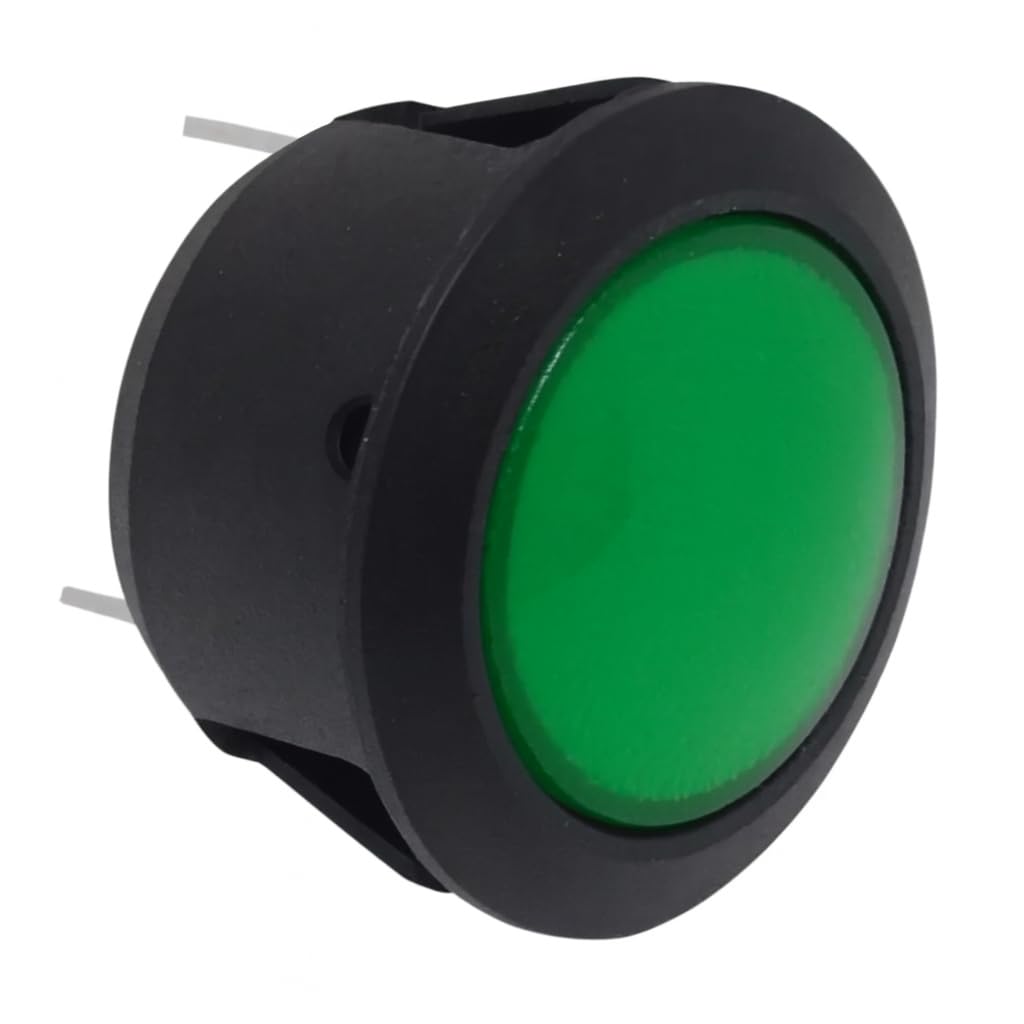 Dun-Bri Green | 12/24V | Spade Terminal Dbg Led Warning Light, 23.3Mm Head, 20Mm Mount Hole, 12V/24V Dc, Ip65 Rated, Snap-In, Bright Indicator For Panels And Dashboards. ()